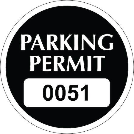 Lustre-Cal Repositionable Parking Permit Black 2in x 2in  Circle Serialized 051-100, 50PK 253749Py1KDi0051
